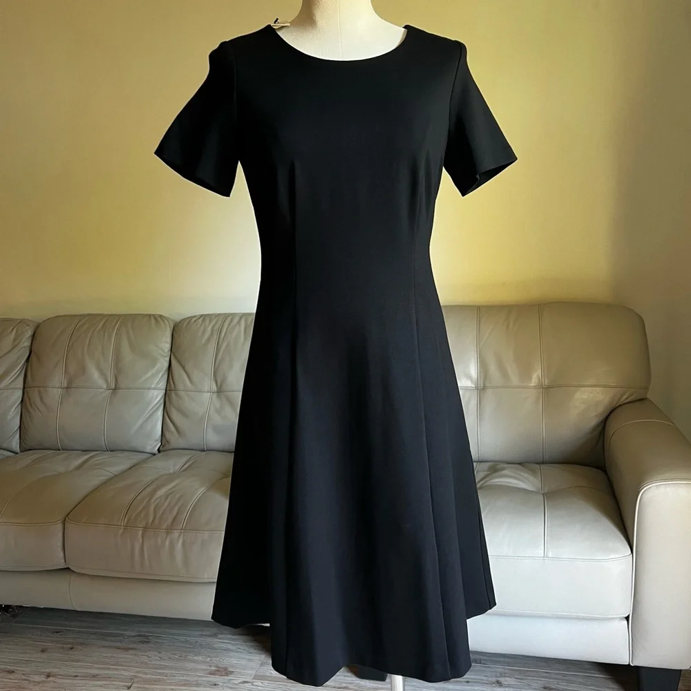 NWT Talbots Black Short Sleeve Midi Dress Sz 2